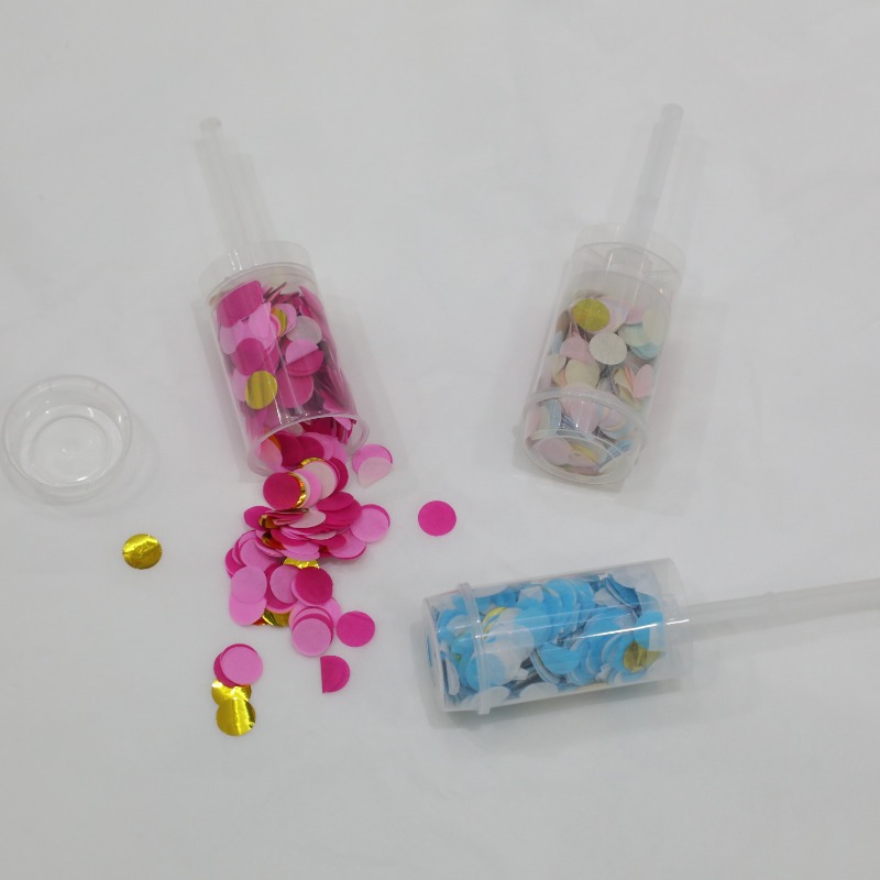 Push Pop Confetti Poppers for Gender Płeć Ujawnia Baby Shower Anniversary Anniversary New Year Materiałyna przyjęcie urodzinowe (wielokolorowe)